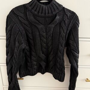 H&M Black Cable Knit Turtleneck Sweater